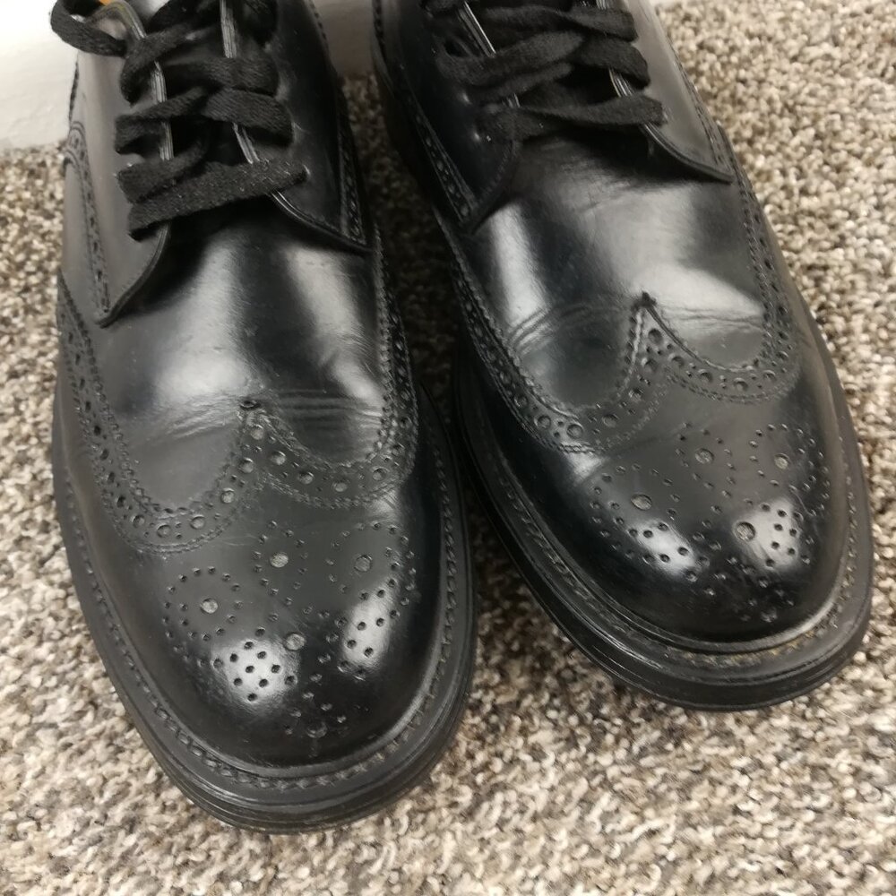 Coach Noah Mens Wingtip Oxford Leather Shoes Black Size 10.5 D Italy Made - Picture 2 of 8